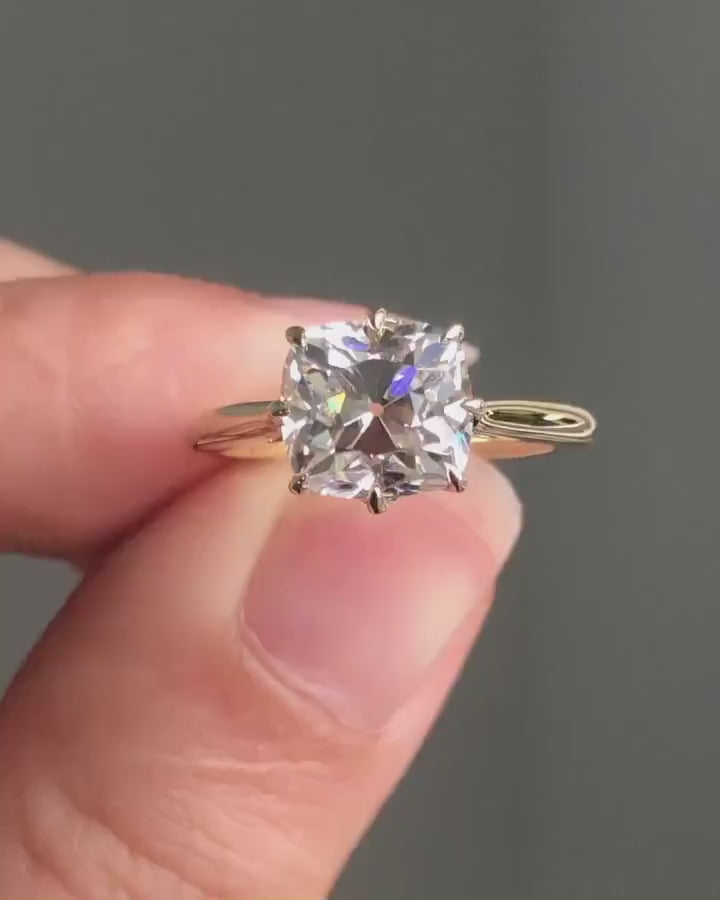 Old Mine Cut OMC Moissanite Solitaire Engagement Ring,  Ring, Wedding anniversary Ring in 18k\14k\10k White\Yellow\Rose Gold