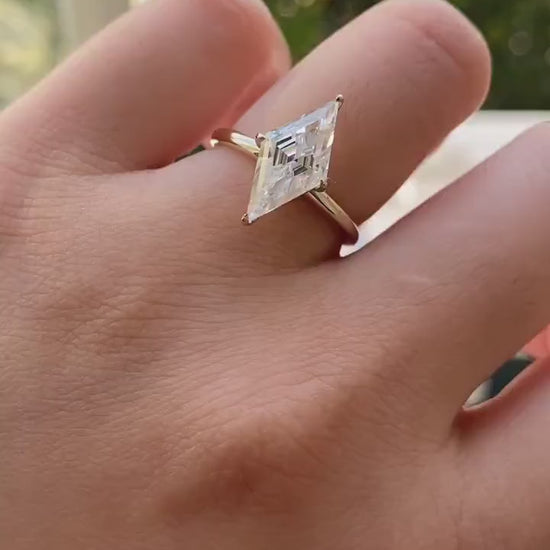 Step Cut Lozenge Cut moissanite Solitaire Engagement Ring, Gift for her, Rings for women, Promise ring, Proposal Ring