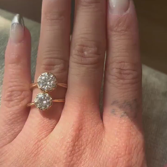 Old European Cut OEC Georgian cut down bezel set Moissanite Solitaire Engagement Ring, Ring for her, Gift for her, Promise proposal ring