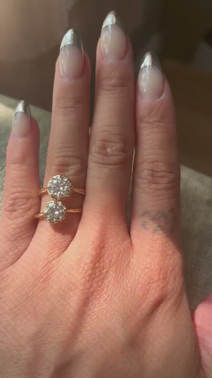 Old European Cut OEC Georgian cut down bezel set Moissanite Solitaire Engagement Ring, Ring for her, Gift for her, Promise proposal ring