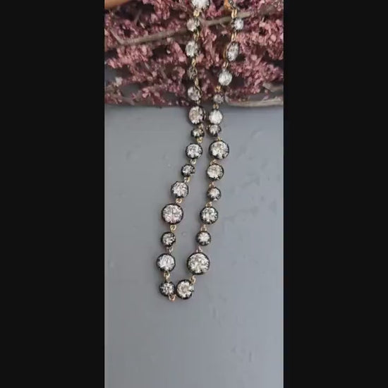 Georgian cut down necklace with moissanite with blackened gold, tennis necklace
