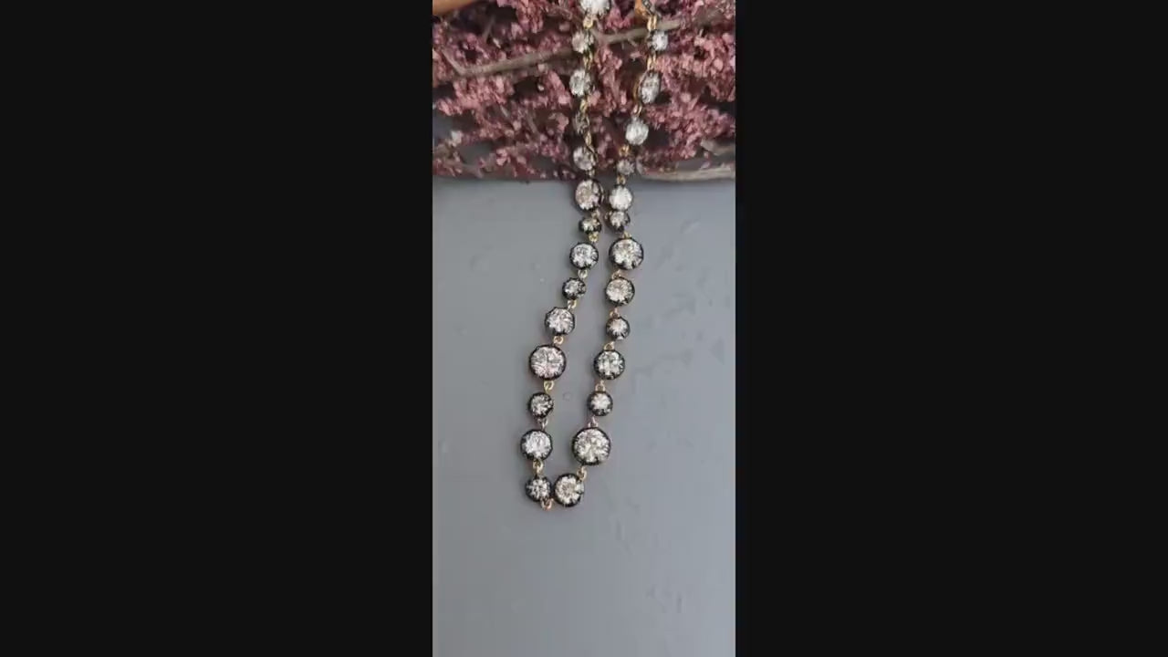 Georgian cut down necklace with moissanite with blackened gold, tennis necklace